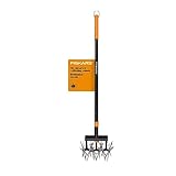 Fiskars Tiller Cultivator for Garden and Lawn, Extendable (40'- 60') Gardening Hand Tool, Telescoping Rotary Hand Cultivator Tool for Soil or Reseeding Grass