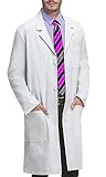 VOGRYE Professional Lab Coat for Men Women Long Sleeve, White, Unisex