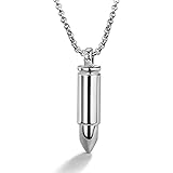 H&Beautimer Genuise 925 Sterling Silver Italian Handmade Rolo Chain Bullet Pendant Necklace for Men's 18/20/22/24/26/28/30 Inch Body Jewelry (20 inch)