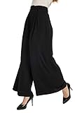 Tronjori Women High Waist Casual Wide Leg Long Palazzo Pants Trousers Regular Size(XS, Black)
