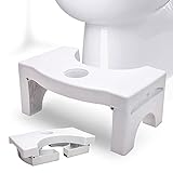 Foldable Toilet Potty Stool for Adults, 7' Heavy Duty Plastic Portable Squatting Poop Foot Stool with Freshener Space, Bathroom Non-Slip Toilet Assistance Step Stool - Healthy Gifts for Kids Seniors