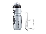 Schwinn Bike Bottle Holder With Water Bottle, 23 oz. BPA Free Squeeze Sport Bottle And Durable Alloy Cage, Easy To Mount Cycling Accessory