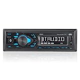 JENSEN MPR210 7 Character LCD Single DIN Car Stereo Receiver | Push to Talk Assistant | Bluetooth Hands Free Calling & Music Streaming | AM/FM Radio | USB Playback & Charging | Not a CD Player