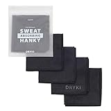 DRYKI Sweat Absorbing Handkerchiefs - The Original Sport Microfiber Hankies for Wicking Sweat from Hands, Face, Body (Classic Black, 5 Pack)