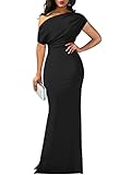 YMDUCH Women's Elegant Sleeveless Off Shoulder Bodycon Long Formal Party Evening Dress Black