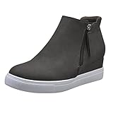 Sneaker𝒮 Boots for Women,Women Lightweight Round Toe Rocking Shoes Slip On Ladies Casual Zipper Fitness Walking Sneaker𝒮 Platform Boots Shoe (Grey, 7.5)