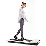 UMAY Under Desk Treadmill with Foldable Wheels, Portable Walking Jogging Machine Flat Slim Treadmill with Free Sports App & Remote Control, Jogging Running Machine for Home/Office, 512 White,W512