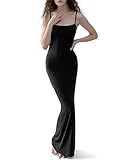 PUMIEY Slip Maxi Dress for Women Long Dress Sexy Sleeveless Bodycon Summer Dresses Jet Black Small