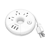Travel Power Strip, NTONPOWER 3 Outlets 3 USB Portable Desktop Charging Station Short Extension Cord 15 inches for Office, Home, Hotels, Cruise Ship, Nightstand, White