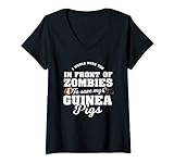 Womens I Would Push You In Front Of Zombies To Save My Guinea Pig V-Neck T-Shirt