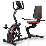 Vanswe Recumbent Exercise Bike for Adults Seniors - Cardio Workout at Home with 16 Levels Magnetic Resistance, 380 lbs Weight Capacity, LED Monitor, Adjustable Seat, Bluetooth Connectivity and Pulse Rate Monitoring RB661 (Red&Black)