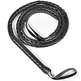 U-Goforst Black Whip, Indiana Whip Cat Woman Whip Costume, Fake Bull Whip, PU Leather Lion Tamer Cowboy Whip for Adults Women Halloween Costume Accessories