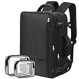Hanples Extra Large Travel Backpack for Women as Person Item Flight Approved, 40L Carry On Backpack, 17 Inch Laptop Backpack, Waterproof Backpack, Hiking Backpack, Casual Bag Backpack(Black)