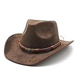 LIDHAY Cowboy Hat for Women and Men Western Suede Hat Panama Hat Cowboy & Cowgirl Hat Felt Wide Brim Women Men Fedora Hats 192 Brown