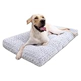 KSIIA Washable Dog Bed Deluxe Plush Dog Crate Beds Comfy Kennel Pad Anti-Slip Pet Sleeping Mat for Large, Jumbo, Medium, Small Dogs Breeds, 35' x 23', Gray