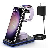 Wireless Charging Station for Samsung, Fast Wireless Charger Station for Samsung Galaxy S23+/S22/S21/Z Flip 4/3 Fold 4/3, Wireless Watch Charger for Samsung Watch5/Pro/4/3/Active 2/1 Galaxy Buds2 Pro