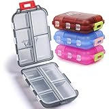 4 Pack Pill Case Portable Small Weekly Travel Pill Organizer Portable Pocket Pill Box Dispenser for Purse Vitamin Fish Oil Compartments Container Medicine Box by M MUCHENGBAO