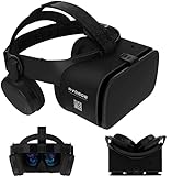 3D Virtual Reality Headset, 3D VR Goggle w/Remote for IMAX Movie Video Game, VR Set w/Bluetooth Headphone[Newest] for iOS iPhone 13 12 11 Pro XS XR X, Android Samsung Galaxy S10 S9 S8 S7 Edge, White