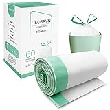 8 Gallon Drawstring Trash Bags-0.79 Mil Ultra Strong Medium Trash Can Liners for Kitchen/Office, Unscented White Garbage Bags, 60 Count