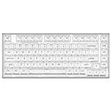 YUNZII X75 82 Key Hot Swappable Mechanical Keyboard with Transparent Keycaps, Gasket Mount 75 Keyboard, RGB Backlit Custom Gaming Keyboard for Windows/Mac (Crystal White Switch, Wired -White)