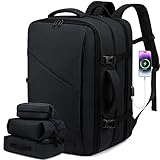 LOVEVOOK Carry on Backpack, Expandable 30-40L Travel Backpack Airline Approved, Waterproof Anti-Theft Backpack for Travel,17 Inch Laptop Backpack with USB Port for Men & Women, Black