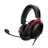 HyperX Cloud III – Wired Gaming Headset, PC, PS5, Xbox Series X|S, Angled 53mm Drivers, DTS Spatial Audio, Memory Foam, Durable Frame, Ultra-Clear 10mm Mic, USB-C, USB-A, 3.5mm – Black/Red