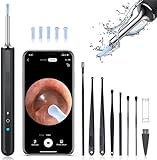 Ear Wax Removal, Ear Cleaner with Camera, Earwax Removal kit with 7 Ear Pick, Ear Cleaner with Camera and Light, Ear Cleaning Kit, 1080P Ear Camera for iOS & Android (Black)