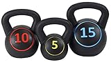 BalanceFrom Wide Grip Kettlebell Exercise Fitness Weight Set​, 30LB Set of 3: 5/10/15LB