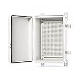 QILIPSU Waterproof Outdoor Junction Box, IP67 ABS Plastic Electrical Enclosure with Mounting Plate, Wall Brackets, Weatherproof Hinged Grey Cover for Projects (11.2'x7.7'x5.1')