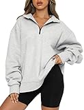 Trendy Queen Womens Hoodies Oversized Half Zip Pullover Sweatshirts Long Sleeve Shirts Tops Y2k Fall Sweaters Clothes 2023 Outfits Grey
