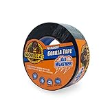 Gorilla All Weather Outdoor Waterproof Duct Tape, UV and Temperature Resistant, 1.88' x 25 yd, Black, (Pack of 1)