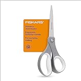 Fiskars SoftGrip Scissors - Contoured Performance All Purpose - 8' Stainless Steel - Straight Paper Scissors for Office, and Arts and Crafts - Grey