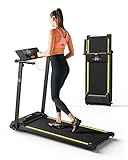 UREVO 2.25HP Foldable Treadmill with 12 HIIT Modes, Compact Mini Treadmill for Home Office, Space Saving Small, with Large Running Area, LCD Display, Easy to Fold
