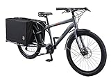Mongoose Envoy Cargo Bike with 26-Inch Wheels in Grey, Medium/Large Frame, with 8-Speeds, Shimano Drivetrain, Aluminum Cargo Frame, Internal Cable Routing, Mechanical Disc Brakes, and Center Kickstand