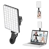 Newmowa 60 LED High Power Rechargeable Clip Fill Video Light with Front & Back Clip, Adjusted 3 Light Modes for Phone, iPhone, Android, iPad, Laptop, for Makeup, TikTok, Selfie, Vlog, Video Conference