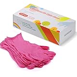 Kids Gloves Disposable, Nitrile Gloves for 4-10 Years - Latex Free, Food Grade, Powder Free - for Crafting, Painting, Gardening, Cooking, Cleaning - 100 PCS Rose Red