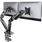 HUANUO Dual Monitor Stand, Adjustable Spring Monitor Desk Mount for 13-27 inch, Dual Monitor Mount Holds Max 14.3lbs, Computer Monitor Arms with Wide Range of Motion for Home Office