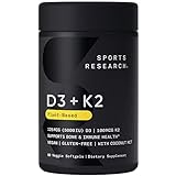 Sports Research Vitamin D3 + K2 with Coconut MCT Oil - Vegan D3 5000iu (125mcg) & Plant Based Vitamin K2 as MK7 Supplement - Vegan Certified, Soy & Gluten Free (60 Liquid Softgels)