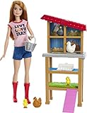 Barbie Chicken Farmer Doll, Red-Haired, and Playset with Henhouse, 3 Chickens, 2 Chicks and More, Career-Themed Toy for 3 to 7 Year Olds (Amazon Exclusive)