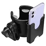 Suranew Universal Stroller Cup Holder, Adjustable Drink Holder with Phone Holder for Baby Stroller, Wheelchair, Walker, Bike, Scooter, Gifts for Family Member.