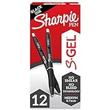 SHARPIE S-Gel, Gel Pens, Medium Point (0.7mm), Black Ink Gel Pen, 12 Count