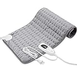 Heating Pad - Electric Heating Pads - Hot Heated Pad for Back Pain Muscle Pain Relieve - Dry & Moist Heat Option - Auto Shut Off Function (Light Gray, 12''×24'')