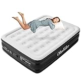 OlarHike Inflatable Queen Air Mattress with Built in Pump,18'Elevated Durable Air Mattresses for Camping,Home&Guests,Fast&Easy Inflation/Deflation Airbed,Black Double Blow up Bed,Travel Cushion,Indoor