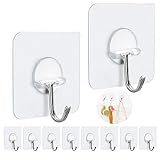 FOTYRIG Adhesive Hooks Sticky Hooks for Hanging Heavy Duty Wall Hangers Without Nails 15lb(Max) 180 Degree Rotating Seamless Stick on Wall Hooks Bathroom Kitchen Office Outdoors-10 Packs
