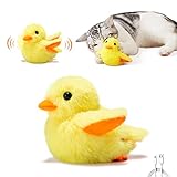 Potaroma Cat Toys Rechargeable Flapping Duck 4' with SilverVine Catnip, Lifelike Quack Chirping, Beating Wings Kicker Touch Activated Kitten Plush Interactive Exercise Toys