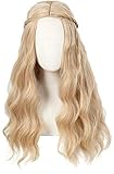 Linfairy 70S Long Blonde Wavy Hippie Wigs Halloween Cosplay Costume Wig for Women Party