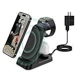 DDUAN Wireless Charging Station, 3 in 1 Fast Charger Stand, Wireless Charger for iPhone14/13/12/11/Pro/Max/X/XS/Max/XR/8 & Apple Watch 8/7/SE2/Airpods1 2/Pro1 2(QC3.0 Adapter)