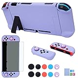 Dockable Case for Nintendo Switch - COMCOOL 3 in 1 Protective Cover Case for Nintendo Switch and Joy-Con Controller with Screen Protector and Thumb grips - Purple