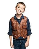 ComfyCamper Kids Jurassic Dinosaur Wrangler Costume - Brown Leather Vest World Park Utility Zookeeper Boys, 4-6 Years, True Brown