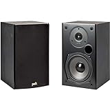 Polk Audio T15 100 Watt Home Theater Bookshelf Speakers – Hi-Res Audio with Deep Bass Response | Dolby and DTS Surround | Wall-Mountable| Pair, Black